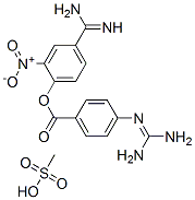 (4-carbamimidoyl-2-nitro-phenyl) 4-(diaminomethylideneamino)benzoate, methanesulfonic acid 구조식 이미지