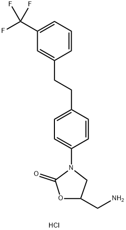 5-(aminomethyl)-3-[4-[2-[3-(trifluoromethyl)phenyl]ethyl]phenyl]oxazol idin-2-one hydrochloride 구조식 이미지