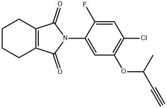 2-(5-but-3-yn-2-yloxy-4-chloro-2-fluoro-phenyl)-4,5,6,7-tetrahydroisoi ndole-1,3-dione 구조식 이미지