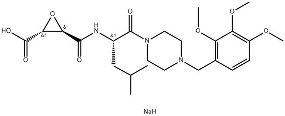 Oxiranecarboxylic acid, 3-(((3-methyl-1-((4-((2,3,4-trimethoxyphenyl)m ethyl)-1-piperazinyl)carbonyl)butyl)amino)carbonyl)-, monosodium salt,  (2R-(2-alpha,3-beta(S*)))- Structure