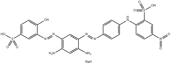 disodium 2-[[4-[[2,4-diamino-5-[(2-hydroxy-5-sulphonatophenyl)azo]phenyl]azo]phenyl]amino]-5-nitrobenzenesulphonate 구조식 이미지