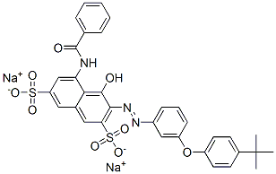 disodium 5-(benzoylamino)-3-[[3-[4-(tert-butyl)phenoxy]phenyl]azo]-4-hydroxynaphthalene-2,7-disulphonate  구조식 이미지