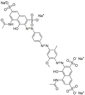 tetrasodium 5-(acetamido)-3-[[4-[[4-[[8-(acetamido)-1-hydroxy-3,6-disulphonato-2-naphthyl]azo]-5-methoxy-o-tolyl]azo]phenyl]azo]-4-hydroxynaphthalene-2,7-disulphonate 구조식 이미지