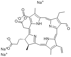 trisodium (2S-trans)-18-carboxylato-20-(carboxylatomethyl)-13-ethyl-12-formyl-2,3-dihydro-3,7,17-trimethyl-8-vinyl-21H,23H-porphine-2-propionate Structure