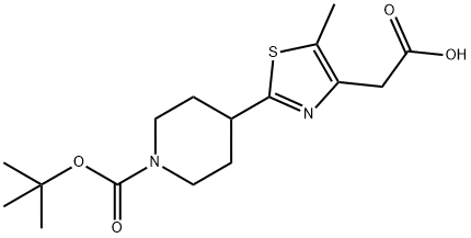 {2-[1-(трет-бутоксикарбонил)пиперидин-4-ил]-5-метил-1,3-тиазол-4-ил}уксусная кислота структурированное изображение