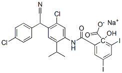 sodium N-[5-chloro-4-[(4-chlorophenyl)cyanomethyl]-2-isopropylphenyl]-2-hydroxy-3,5-diiodobenzamidate 구조식 이미지