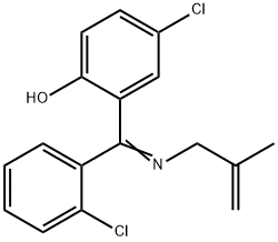 Phenol, 4-chloro-2-((2-chlorophenyl)((2-methyl-2-propenyl)imino)methyl )- 구조식 이미지