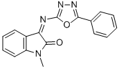 1-Methyl-3-(5-phenyl-1,3,4-oxadiazol-2-ylimino)indolin-2-one 구조식 이미지