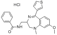 Benzamide, N-((2,3-dihydro-8-methoxy-1-methyl-5-(3-thienyl)-1H-1,4-ben zodiazepin-2-yl)methyl)-, monohydrochloride Structure