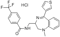 Benzamide, N-((2,3-dihydro-1-methyl-5-(3-thienyl)-1H-1,4-benzodiazepin -2-yl)methyl)-4-(trifluoromethyl)-, monohydrochloride Structure