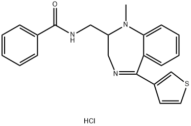 Benzamide, N-((2,3-dihydro-1-methyl-5-(3-thienyl)-1H-1,4-benzodiazepin -2-yl)methyl)-, monohydrochloride Structure
