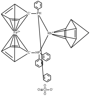 (BICYCLO[2.2.1]HEPTA-2,5-DIENE)[1,1'-BIS(DIPHENYLPHOSPHINO)-FERROCENE] RHODIUM(I) PERCHLORATE 구조식 이미지