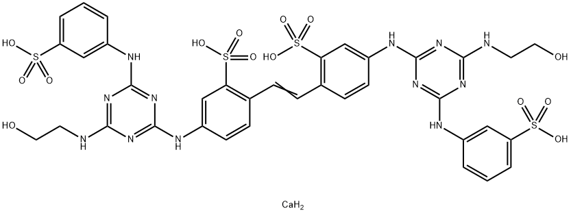dicalcium hydrogen -4,4'-bis[[4-[(2-hydroxyethyl)amino]-6-[(3-sulphonatophenyl)amino]-1,3,5-triazin-2-yl]amino]stilbene-2,2'-disulphonate Structure