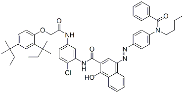 4-[[4-(benzoylbutylamino)phenyl]azo]-N-[5-[[[2,4-bis(1,1-dimethylpropyl)phenoxy]acetyl]amino]-2-chlorophenyl]-1-hydroxynaphthalene-2-carboxamide 구조식 이미지