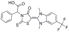 5-[1,3-dihydro-1,3-dimethyl-5-(trifluoromethyl)-2H-benzimidazol-2-ylidene]-4-oxo-alpha-phenyl-2-thioxothiazolidin-3-acetic acid 구조식 이미지