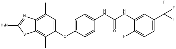 Urea,  N-[4-[(2-amino-4,7-dimethyl-6-benzothiazolyl)oxy]phenyl]-N-[2-fluoro-5-(trifluoromethyl)phenyl]- 구조식 이미지