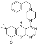 5H-Pyrimido(4,5-b)(1,4)benzothiazin-9(6H)-one, 7,8-dihydro-7,7-dimethy l-4-(4-(2-phenylethyl)-1-piperazinyl)- Structure