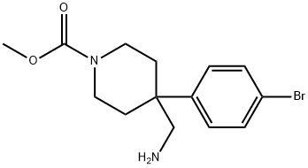 4-Aminomethyl-4-(4-fluoro-phenyl)-piperidine-1-carboxylic acid tert-butyl ester Structure