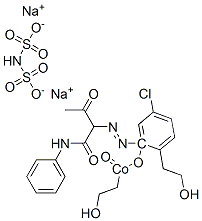 Cobaltate(3-), bis[5-chloro-2-hydroxy-3-[[2-oxo-1-[(phenylamino)carbonyl]propyl]azo]benzenesulfonato(3-)]-, diethanolamine sodium salts Structure