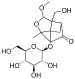 7-Oxatricyclo(4.3.0.03,9)nonan-4-one, 1-(beta-D-glucopyranosyloxy)-9-( hydroxymethyl)-8-methoxy-6-methyl- 구조식 이미지