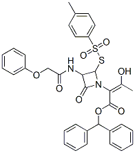 benzhydryl alpha-(1-hydroxyethylidene)-4-oxo-3-[(phenoxyacetyl)amino]-2-[[(p-tolyl)sulphonyl]thio]azetidine-1-acetate Structure