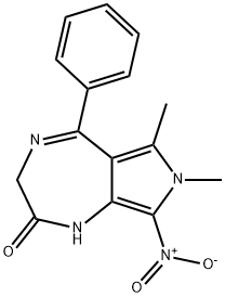Pyrrolo(3,4-e)-1,4-diazepin-2(1H)-one, 3,7-dihydro-6,7-dimethyl-8-nitr o-5-phenyl- 구조식 이미지