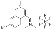 (E)-N-(2-(4-브로모페닐)-3-(디메틸아미노)알릴리덴)-N-메틸메타미니엄헥사플루오로인산염 구조식 이미지