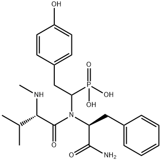 [(1R)-2-(4-hydroxyphenyl)-1-[[(1S)-1-[[(2S)-3-methyl-2-methylamino-but anoyl]carbamoyl]-2-phenyl-ethyl]amino]ethyl]phosphonic acid 구조식 이미지