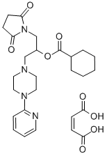 시클로헥산카르복실산,1-((2,5-디옥소-1-피롤리디닐)메틸)-2-(4-(2-피리디닐)-1-피페라지닐)에틸에스테르,(Z)-2-부텐디오에이트(1:1) 구조식 이미지