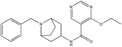 5-Pyrimidinecarboxamide, 4-ethoxy-N-(8-(phenylmethyl)-8-azabicyclo(3.2 .1)oct-3-yl)-, exo- 구조식 이미지