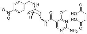 2-Amino-4-methoxy-N-(8-(p-nitrobenzyl)-3-beta-nortropanyl)-5-pyrimidin ecarboxamide maleate 구조식 이미지