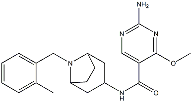 2-Amino-4-methoxy-N-(8-(o-methylbenzyl)-3-beta-nortropanyl)-5-pyrimidi necarboxamide 구조식 이미지