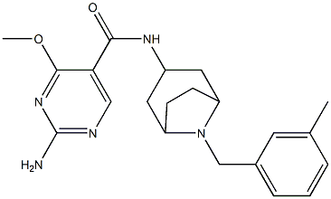 2-Amino-4-methoxy-N-(8-(m-methylbenzyl)-3-beta-nortropanyl)-5-pyrimidi necarboxamide 구조식 이미지
