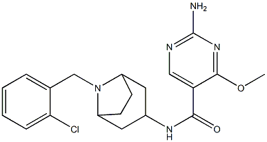 2-Amino-N-(8-(o-chlorobenzyl)-3-beta-nortropanyl)-4-methoxy-5-pyrimidi necarboxamide 구조식 이미지