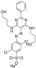 sodium 4-[[4,6-bis[(3-hydroxypropyl)amino]-2-phenyl-5-pyrimidyl]azo]-2,5-dichlorobenzenesulphonate 구조식 이미지