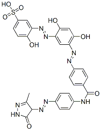 3-[[5-[[4-[[[4-[(4,5-dihydro-3-methyl-5-oxo-1H-pyrazol-4-yl)azo]phenyl]amino]carbonyl]phenyl]azo]-2,4-dihydroxyphenyl]azo]-4-hydroxybenzenesulphonic acid Structure