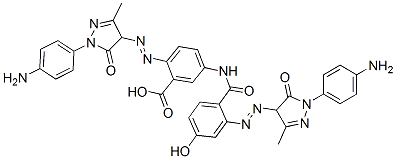 2-[[1-(4-aminophenyl)-4,5-dihydro-3-methyl-5-oxo-1H-pyrazol-4-yl]azo]-5-[[2-[[1-(4-aminophenyl)-4,5-dihydro-3-methyl-5-oxo-1H-pyrazol-4-yl]azo]-4-hydroxybenzoyl]amino]benzoic acid  구조식 이미지