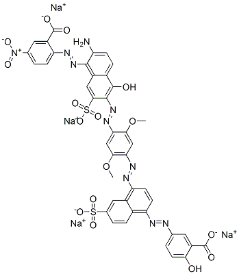 sodium 2-[[2-amino-6-[[4-[[4-[(3-carboxy-4-hydroxyphenyl)azo]-7-sulpho-1-naphthyl]azo]-2,5-dimethoxyphenyl]azo]-5-hydroxy-7-sulpho-1-naphthyl]azo]-5-nitrobenzoate 구조식 이미지