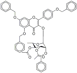 5,7-Bis-(benzyloxy)-α-(4-(benzyloxy)phenyl)-3-[3,4-di-O-acetyl-α-O-acetyl-α-L-rhamnopyranosyloxyl]-4H-chromen-4-one 구조식 이미지