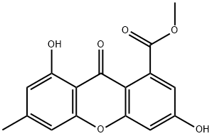 3,8-Dihydroxy-6-methyl-9-oxo-9H-xanthene-1-carboxylic acid methyl ester Structure