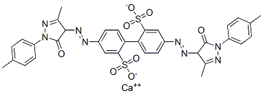 calcium 4,4'-bis[[4,5-dihydro-3-methyl-5-oxo-1-p-tolyl-1H-pyrazol-4-yl]azo][1,1'-biphenyl]-2,2'-disulphonate Structure
