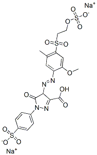 disodium hydrogen 4,5-dihydro-4-[[2-methoxy-5-methyl-4-[[2-(sulphonatooxy)ethyl]sulphonyl]phenyl]azo]-5-oxo-1-(4-sulphonatophenyl)-1H-pyrazole-3-carboxylate  Structure