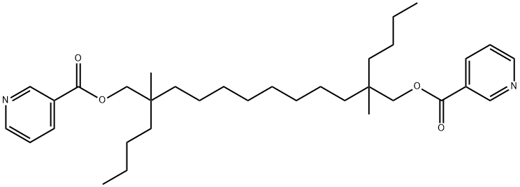 Nicotinic acid, 2,11-dibutyl-2,11-dimethyldodecamethylene ester 구조식 이미지
