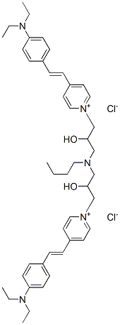 1,1'-[(butylimino)bis(2-hydroxypropane-1,3-diyl)]bis[4-[2-[4-(diethylamino)phenyl]vinyl]pyridinium] dichloride 구조식 이미지