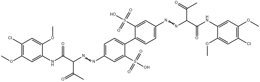4,4'-bis[[1-[[(4-chloro-2,5-dimethoxyphenyl)amino]carbonyl]-2-oxopropyl]azo][1,1'-biphenyl]-2,2'-disulphonic acid 구조식 이미지