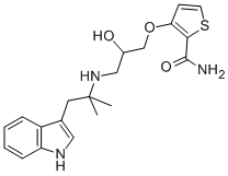 2-Thiophenecarboxamide, 3-(2-hydroxy-3-((2-(1H-indol-3-yl)-1,1-dimethy lethyl)amino)propoxy)- 구조식 이미지