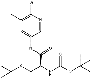 (R)-TERT-BUTYL 1-(6-BROMO-5-METHYLPYRIDIN-3-YLAMINO)-3-(TERT-BUTYLTHIO)-1-OXOPROPAN-2-YLCARBAMATE Structure