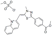 2-[[5-[4-(methoxycarbonyl)phenyl]-3-methyl-1,3,4-thiadiazol-2(3H)-ylidene]methyl]-1-methylquinolinium methyl sulphate Structure