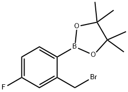 2-Bromomethyl-4-fluorophenylboronic acid pinacol ester 구조식 이미지