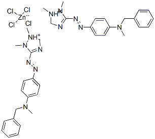 bis[3-[[4-[benzylmethylamino]phenyl]azo]-1,2-dimethyl-1H-1,2,4-triazolium] tetrachlorozincate 구조식 이미지